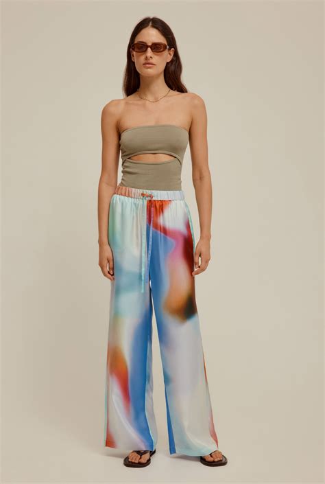 Tyler Cotton Silk Wide Leg Pant in Multi 